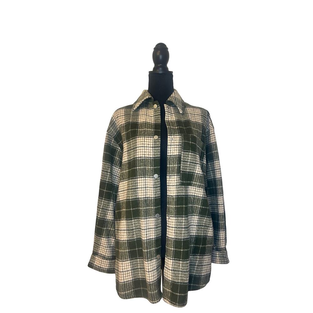 Topshop Oversized Forest Green Plaid Shacket | Size XS